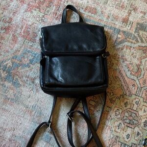 Black Leather Backpack Purse